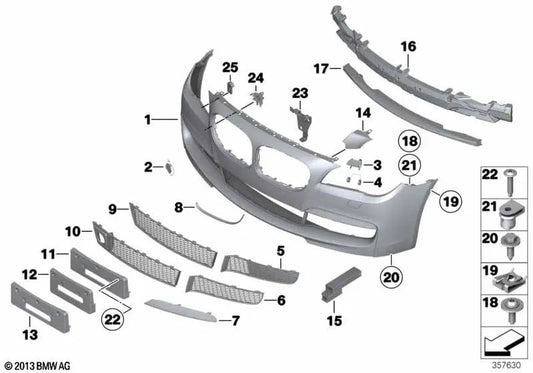 Revestimiento del parachoques delantero imprimado para BMW Serie 7 F01, F02, F04 (OEM 51118049635). Original BMW.