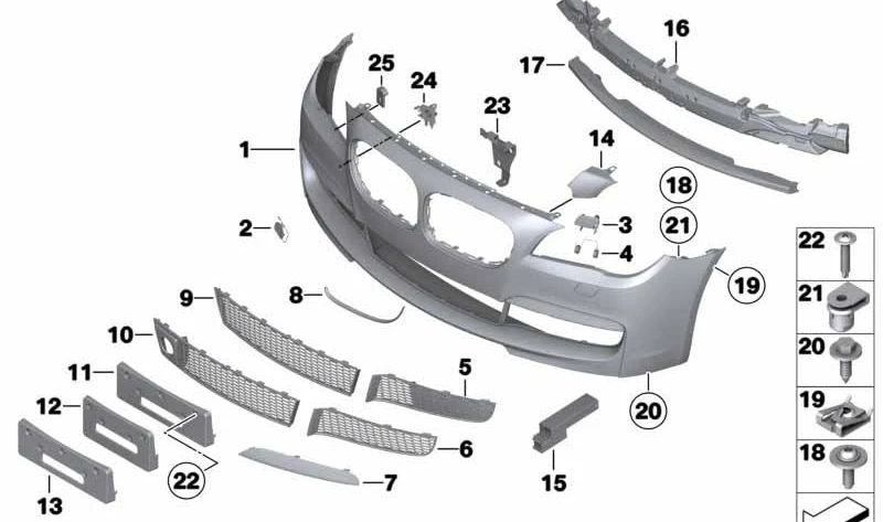 Soporte para matrícula OEM 51118049262 para BMW F01, F02, F04. Original BMW.