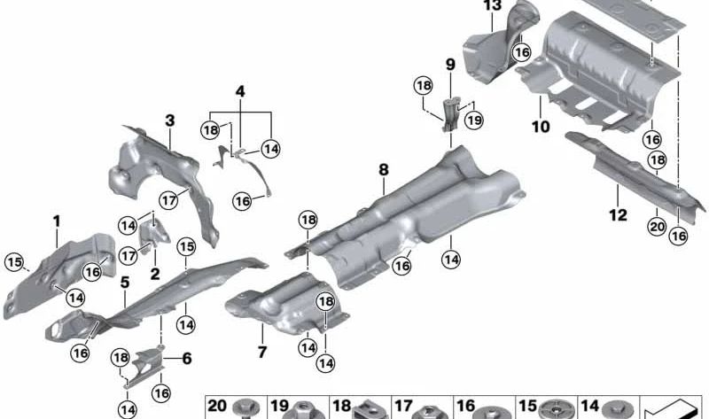 Aislante térmico para silenciador trasero OEM 51487340226 para BMW Serie 7 (G11, G12). Original BMW