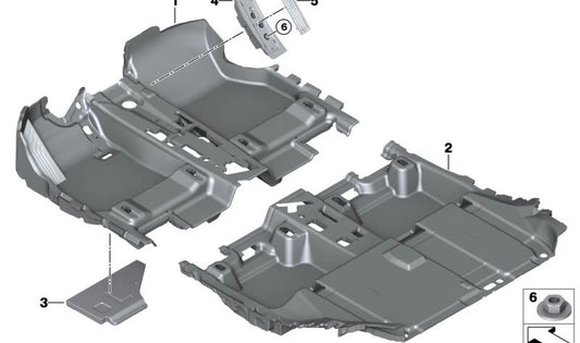 Revestimiento del suelo delantero para BMW U06, U11 (OEM 51478747475). Original BMW