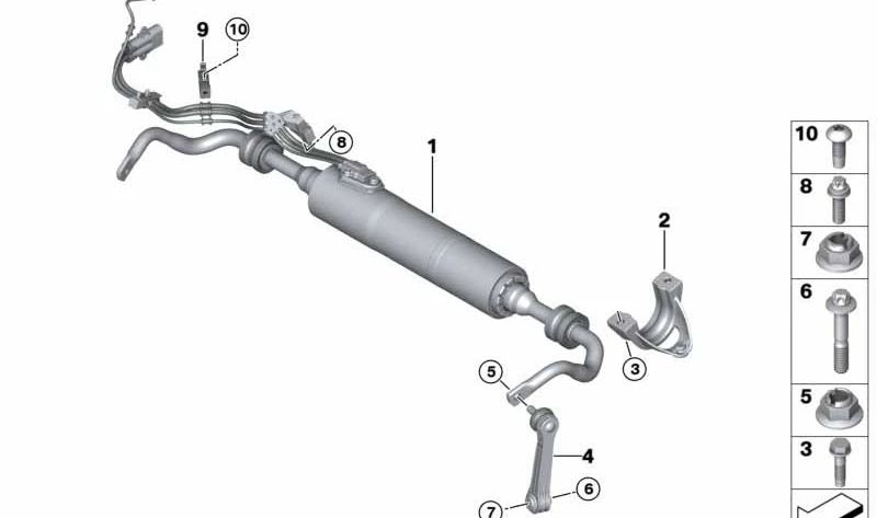 Soporte estabilizador derecho para BMW G30, G31, G32, G15, G16 (OEM 33556885789). Original BMW