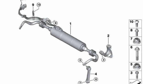 Soporte estabilizador derecho para BMW G30, G31, G32, G15, G16 (OEM 33556885789). Original BMW