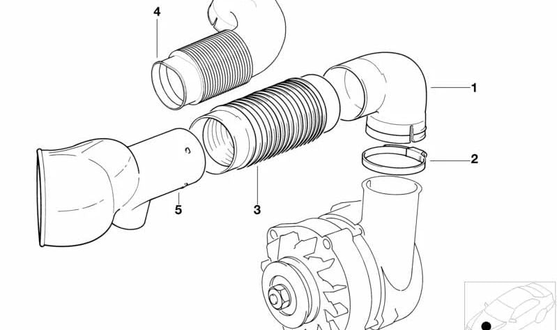 Intake pipe for BMW 5 Series E34 (OEM 12311718908). Original BMW