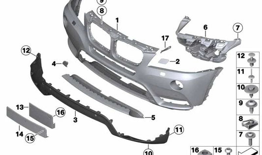 Revestimiento de Parachoques Imprimado Delantero para BMW F25 (OEM 51117210451). Original BMW