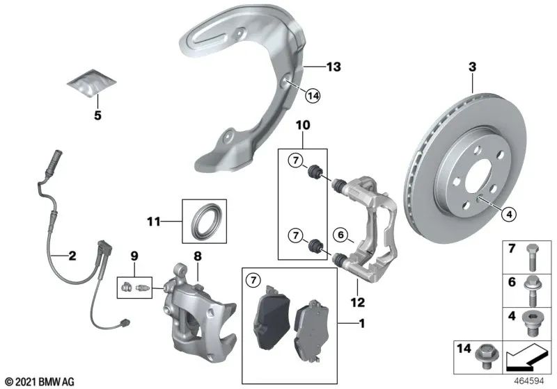 Kit de Reparación de Pastillas de Freno para BMW Serie 2 U06, X1 U11 (OEM 34108837161). Original BMW