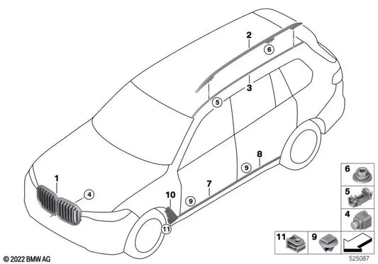 Rejilla Decorativa Frontal para BMW G07N (OEM 51135A23E89). Original BMW