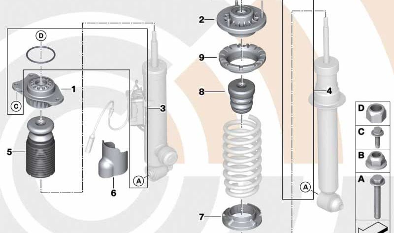 Amortiguador adicional OEM 33536784122 para BMW F10, F11. Original BMW.