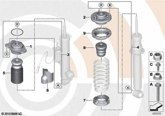 Soporte derecho para BMW F06, F06N (OEM 33506854320). Original BMW