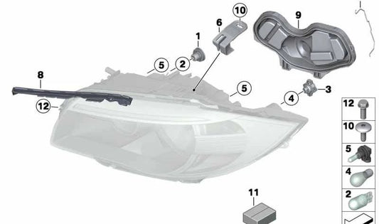 Porta lámparas para BMW Serie 1 E82, E88 (OEM 63116952785). Original BMW