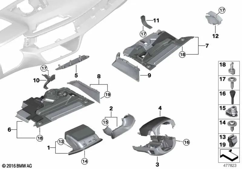 Marco de la Consola Central para BMW G11, G12 (OEM 51459383741). Original BMW.