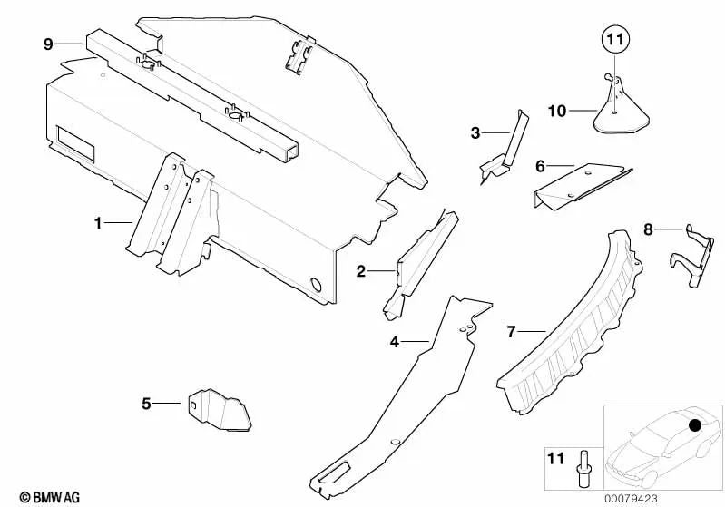 Soporte de amortiguador de gas izquierdo para BMW E52 Z8 (OEM 41617036585). Original BMW