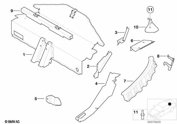 Soporte de amortiguador de gas izquierdo para BMW E52 Z8 (OEM 41617036585). Original BMW