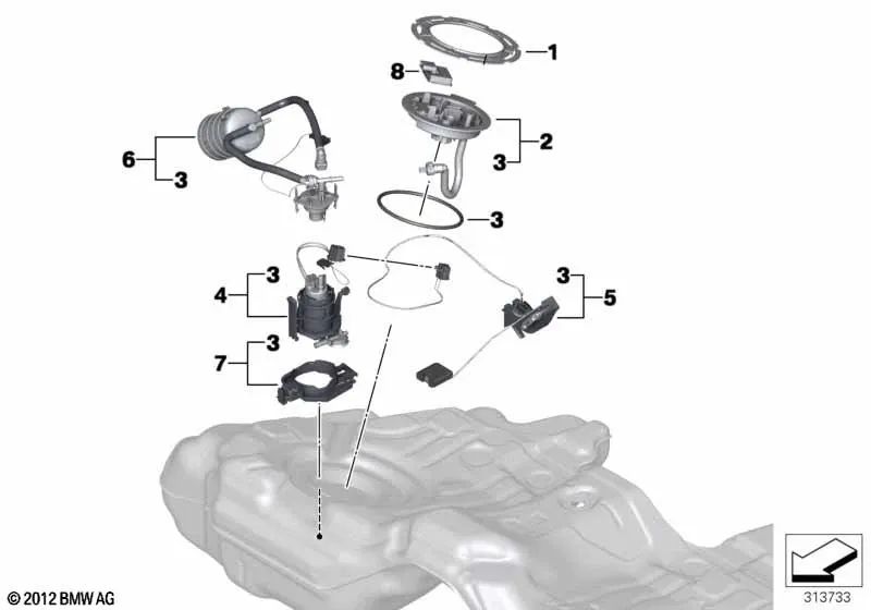 Pressure regulator repair kit for BMW F01, F02, F02N (OEM 16117217253). Genuine BMW