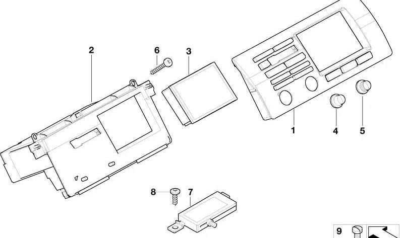 Botón de control para monitor de radio OEM 65528384684 para BMW E46, E53, E38, E39, E83, E85. Original BMW.