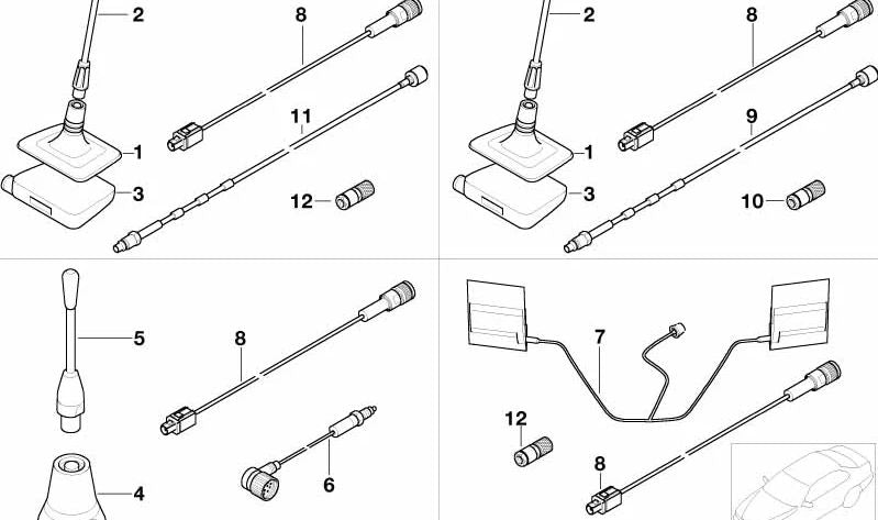 Roof Phone Antenna Base for BMW E39 (OEM 84538371805). Original BMW