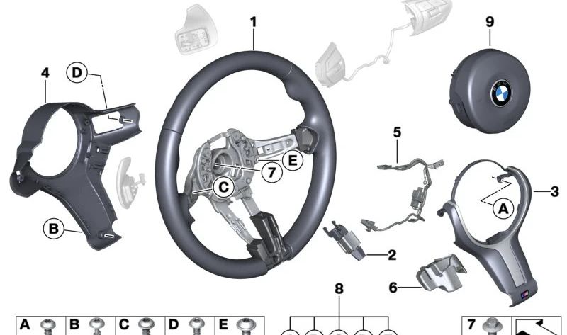 Contrapeso para equilibrado de volante OEM 32337849416 para BMW (Modelos compatibles: F20, F21, F22, F23, F45, F46, F87, F30, F31, F34, F35, F80, F32, F33, F36, F82, F83, F07, F10, F11, F06, F12, F13, F48, F39, F25, F26, F15, F85, F16, F86). Original