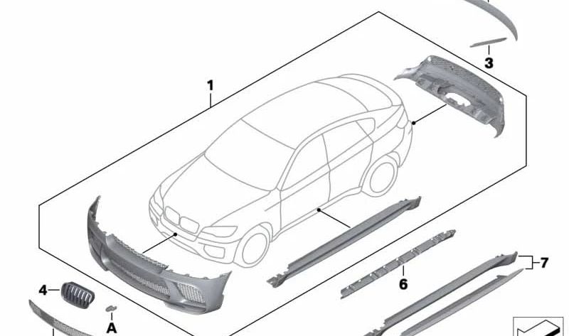 Jupe côté droit Performance Impression OEM 51192208648 pour BMW E71, E72. BMW d'origine.