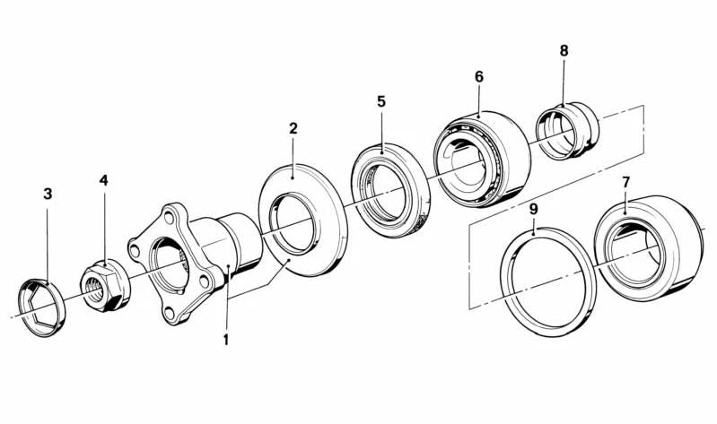 Tuerca de Brida para BMW Serie 3 E21, Serie 5 E12, Serie 6 E24, Serie 7 E23 (OEM 33121200258). Original BMW