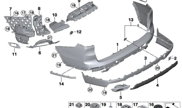 Embellecedor de salida de escape izquierdo OEM 51125A5C8D1 para BMW G07 (X7). Original BMW.