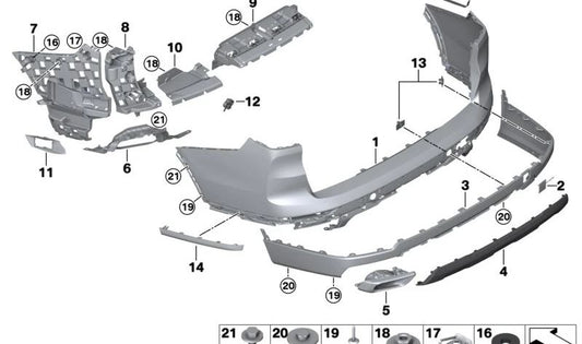 Soporte para parachoques trasero central para BMW X7 G07 (OEM 51127420658). Original BMW