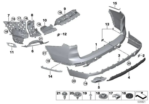 Tapa del gancho de remolque imprimada trasera para BMW X7 G07, G07N (OEM 51129478296). Original BMW.