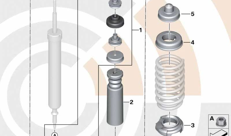 Rear additional shock absorber for BMW E81, E82, E87, E87N, E90, E91, E92, E93, E84 (OEM 33536767335). Original BMW