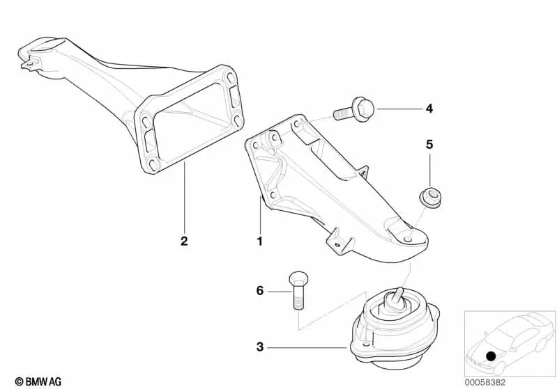 Soporte izquierdo para BMW X5 E53 (OEM 22111096999). Original BMW