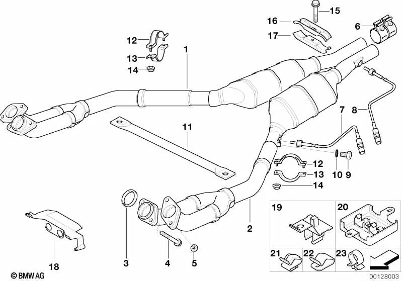 Abrazadera para BMW Serie 7 E38 (OEM 18301436758). Original BMW