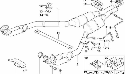 Querrohr para BMW Serie 7 E38 (OEM 18301436756). Original BMW.