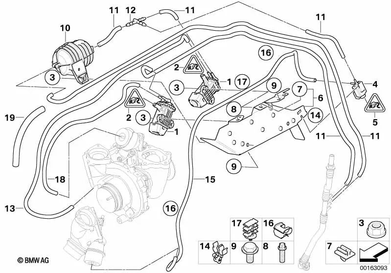 Soporte para BMW Serie 1 E81, E82, E87N, E88 (OEM 11657811833). Original BMW.