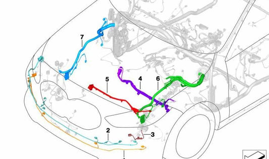 Front bumper wiring harness OEM 61128715710 for BMW F40. Original BMW.