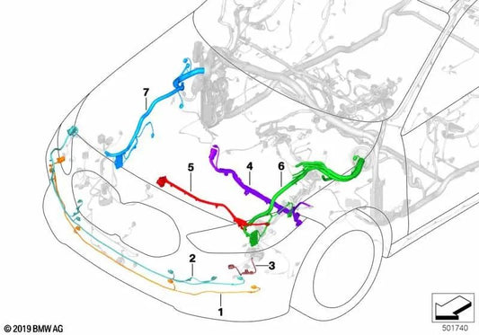 Front bumper wiring harness for BMW 2 Series F44 (OEM 61128736650). Original BMW