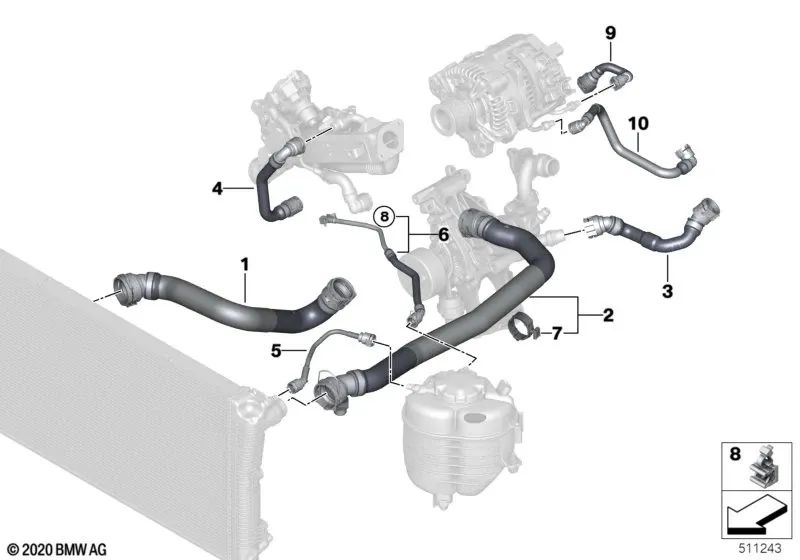 Conducto módulo de filtro de aceite para BMW G42, G20, G21, G22, G23, G26, G30, G31, G32N, G01, G02 (OEM 11538473706). Original BMW