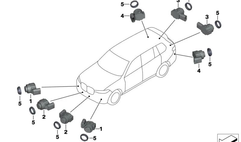 Alpine White Ultrasonic Parking Sensor OEM 66205A17979 For BMW G60, G61, G68, G70. Original BMW