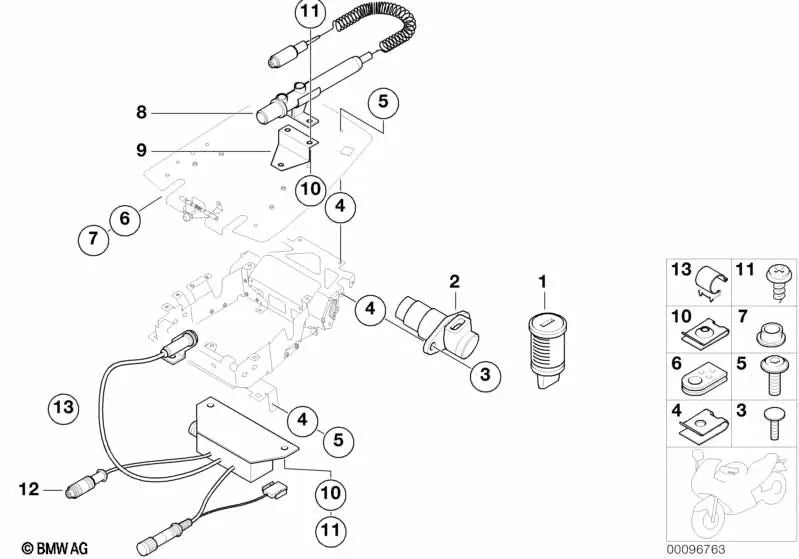 Cable clamp for BMW 5 Series E12, E39, 7 Series E38, 8 Series E31, X3 E83 (OEM 61131351044). Genuine BMW