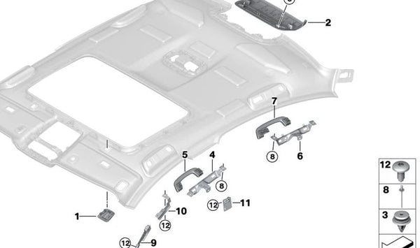 Sujeción del Asidero trasero derecho para BMW F90, G30 (OEM 51167384558). Original BMW