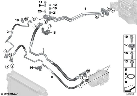 Tubería de Succión Evaporador-Compresor para BMW X5 F15, X6 F16 (OEM 64509252992). Original BMW.