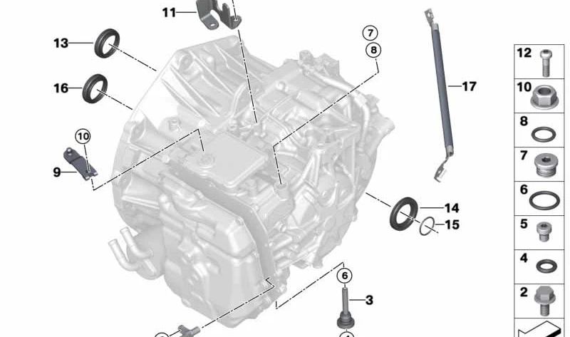 Tubo de desbordamiento para BMW Serie 1 F52, Serie 2 F45, F46, i I12, I15, X1 F48, F49, X2 F39, MINI F54, F55, F56, F57, F60 (OEM 24108627866). Original BMW.