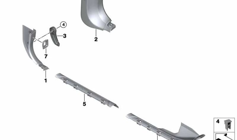 Panel lateral inferior delantero izquierdo OEM 51437990479 para BMW G11, G12. Original BMW