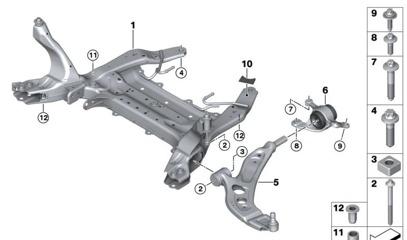 Selbstschneidende ASA-Schraube für BMW F40, F52 Serie 1, F44, F45, F46 Serie 2, X1 F48, F49, X2 F39 und MINI F54, F55, F56, F57, F60 (OEM 33306857402). Original BMW