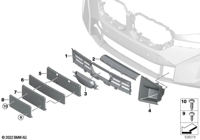 Linker geschlossener Kühlergrill für BMW G09 (OEM 51119451661). Original BMW.