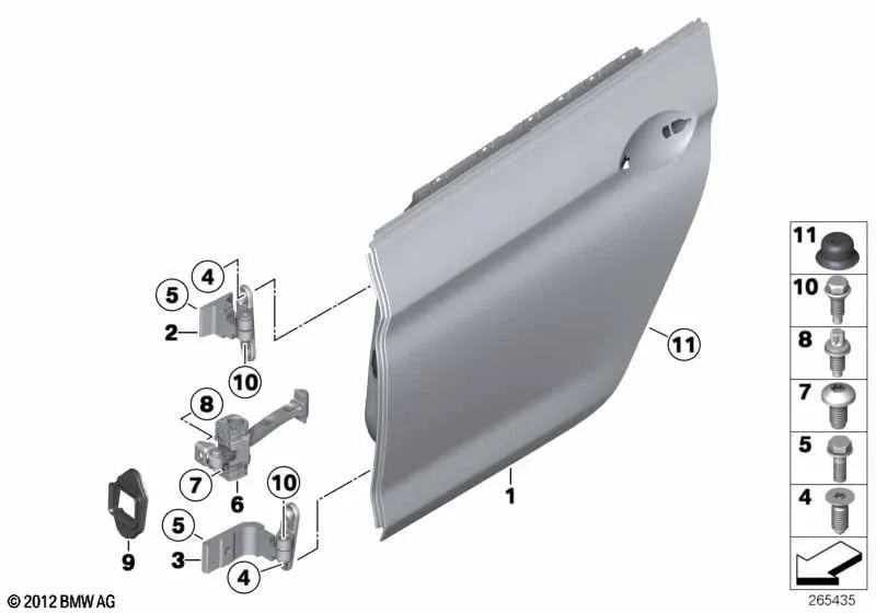 Rear Lower Right Door Hinge for BMW F10, F11, F18, F06 (OEM 41527259598). Genuine BMW