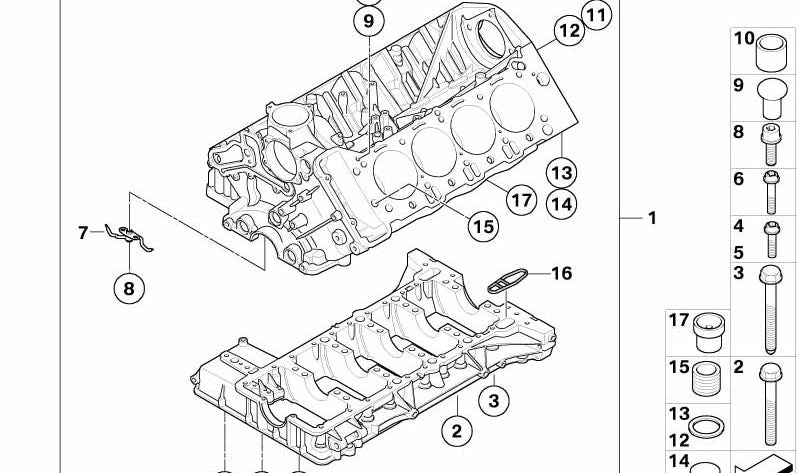 Tornillo hexagonal con arandela para BMW Serie 3 E90, E92, E93, Serie 5 E60, E61, Serie 6 E63, E64 (OEM 11117838986). Original BMW