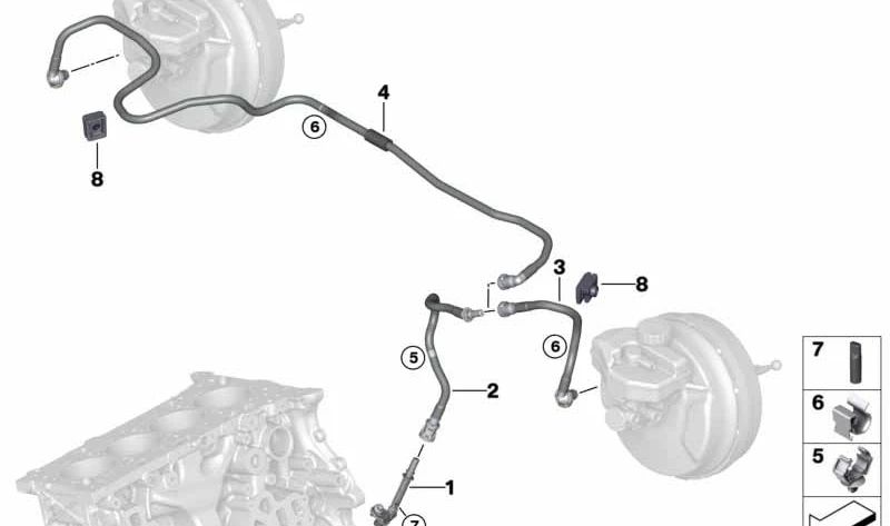 Tubería de vacío para BMW Z4 G29 (OEM 11665A09C63). Original BMW.