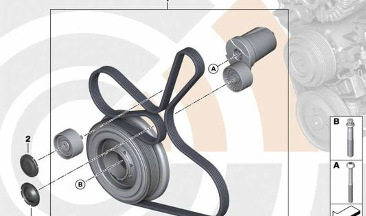 Kompletter Reparatursatz für Riemenantriebssystem für BMW 5er F07, F10, F11, X5 E70N, X6 E71 (OEM 11282413240). Original BMW