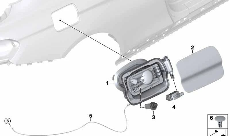 Grundierter Tankdeckel für BMW 4er F32, F32N (OEM 51177286001). Original BMW