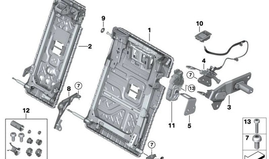 Cerradura de pestillo izquierda para BMW Serie 5 G31, G31N (OEM 52207385917). Original BMW