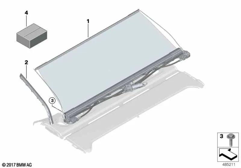 Persiana solar eléctrica trasera para BMW G11, G12 (OEM 51467425528). Original BMW