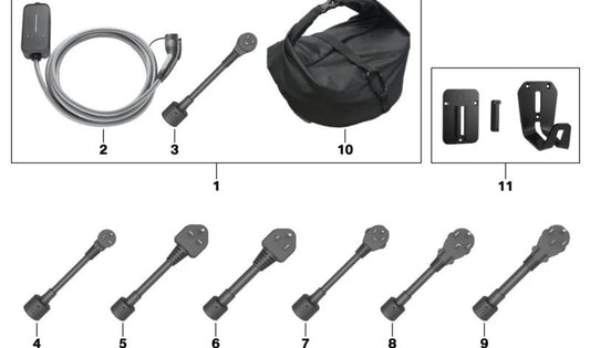 Cable adaptador NEMA 6-30 24A para BMW Serie 3 G20, G20N, Serie 4 G26E, G26F, Serie 5 G30N, Serie 7 G12N, G70, i I01N, I20, X3 G01, G01N, X5 G05, MINI F56F, F60N (OEM 61905A13A54). Original BMW