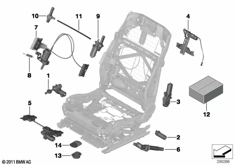 Mecanismo de ajuste de inclinación del asiento izquierdo para BMW Serie 5 F07, F10, F11, F18, Serie 7 F01, F02, F04 (OEM 52109168759). Original BMW